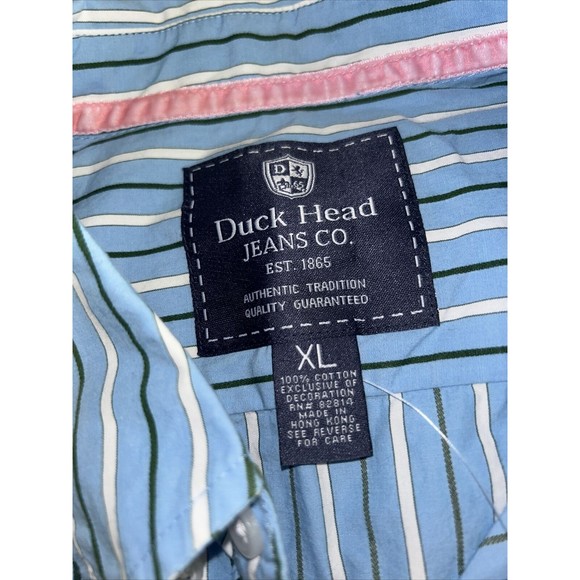 Vintage 90’s Duck Head Button Down Striped Long Sleeve Shirt (XL) - Picture 3 of 5